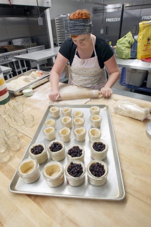 Baker Heather Daymond of Shut Ur PieHole! Makes pies that make people happy- She works in kitchen she is renting in Knox United Church- See 49.8 feature- July 02, 2014   (JOE BRYKSA / WINNIPEG FREE PRESS)