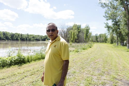KOA Campground in St. Francis Xavier has already experienced some flooding and owner Has Koria expects more this weekend. They built this dike after the 2011 flooding, the first time they experienced this problem since they opened in 2000. Sarah Taylor / Winnipeg Free Press