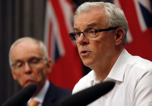 State  of Emergency Äì Premier Greg Selinger  declares a provincial state of emergency  starting noon Friday  also he has requested  the Canadian Armed Forces to assist .This emergency allows work to reinforce the Assiniboine River near Portage la Prairie  and Wpg as well as make use of the Portage Diversion.  July 4 2014 / KEN GIGLIOTTI / WINNIPEG FREE PRESS