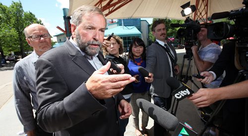 Thomas Mulcair holds a press conference at the FOrks Wednesday. See Larry Kusch story. July 9, 2014 - (Phil Hossack / Winnipeg Free Press)