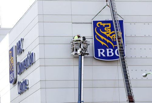 Stdup RBC Winnipeg Convention centre get new signage  as construction continues to expand the facility July 10 2014 / KEN GIGLIOTTI / WINNIPEG FREE PRESS