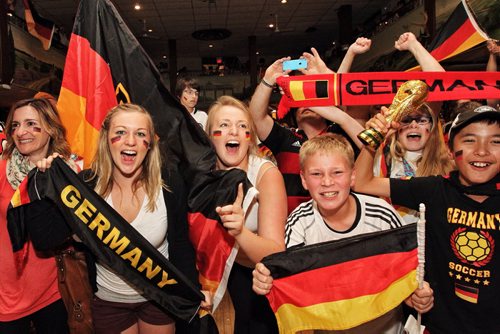 Fans of the German soccer team celebrate at the German Club on Flora Ave. after Germany won the World Cup 1-0 against Argentina in Brazil Sunday afternoon.  140713 July 13, 2014 Mike Deal / Winnipeg Free Press