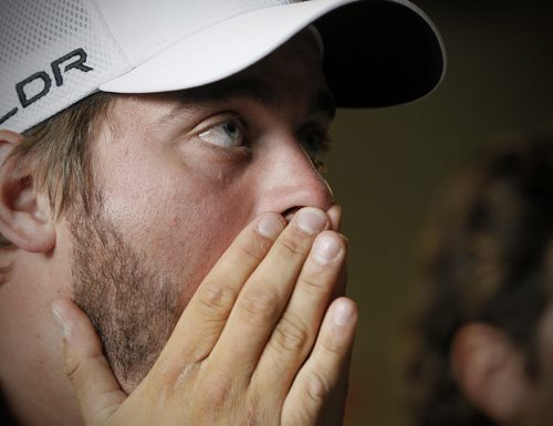 July 13, 2014 - 140713  -  Argentinian golfer Gato Zarlenga reacts to the World Cup final after they finished their round at The Players Cup at Pine Ridge Sunday, July 13, 2014. John Woods / Winnipeg Free Press