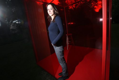 Fine arts grad and architecture student Elyssa Stelman inside pop up art gallery "the little red art gallery" which has it's opening this evening. See GOrd Sinclair's story. July 14, 2014 - (Phil Hossack / Winnipeg Free Press)