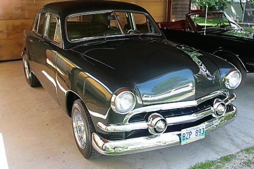 BORIS MINKEVICH / WINNIPEG FREE PRESS  070708 Louis Grimaud has a dark Ivy green metallic 1951 Ford Custom sedan started out as a $55 car he purchased in 1966.  From '67 to '69 it was completely dismantled and rebuilt as a mild custom.  It runs a '57 &quot;Thunderbird Special&quot; 312 V8 with a ton of performance modifications and he raced it several times at Keystone/Bison Dragways.  A true custom from the late '60s.  You'll often hear the term &quot;Shoebox Ford&quot; it refers to the slab-sided Fords built from 1949 to 1951.