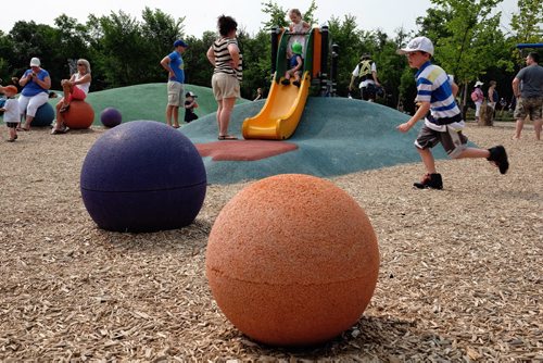 The three giant "Skittles" that were stolen from the Nature Playground at the Assiniboine Park have been recovered by the Winnipeg Police.  140717 July 17, 2014 Mike Deal / Winnipeg Free Press