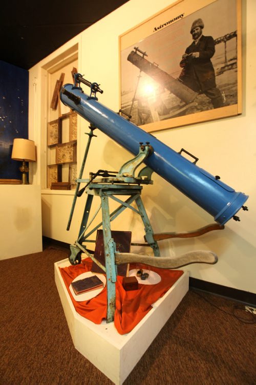 Percy Criddle with his telescope in  Sipiweske Museum in Wawanesa Manitoba .   Oriole Vane Veldhuis, author of For Elise, who has rescurrected the Criddle - Vane story with her research and depiction of Criddle's mistress Else Vane who was actually engaged to Criddle for  but who he never married.  49er feature on the Criddle family the park is named after. Percy Criddle, a somewhat wealthy merchant, arrived from London in 1882 with his wife and four children, and his German mistress Else and their five children.  They homesteaded in this weird arrangement, passing off his mistress as a widow who worked as the family maid. The provincial park still carries many of their effects, although vandals torched the home  about two weeks ago. Homestead is near Shilo Manitoba.  See Bill Redekop story.   July 16, 2014 Ruth Bonneville / Winnipeg Free Press