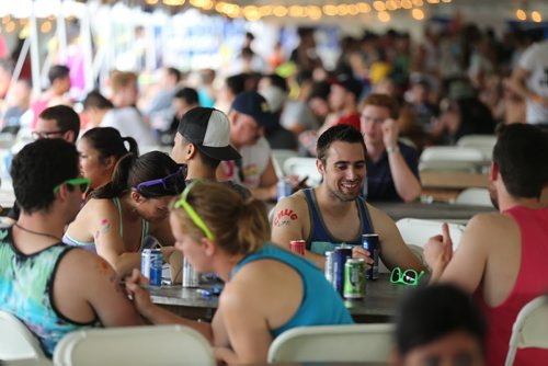 Beer tent at the Super-Spike volleyball tournament at Maple Grove Rugby Park, Friday, July 18, 2014. (TREVOR HAGAN/WINNIPEG FREE PRESS)