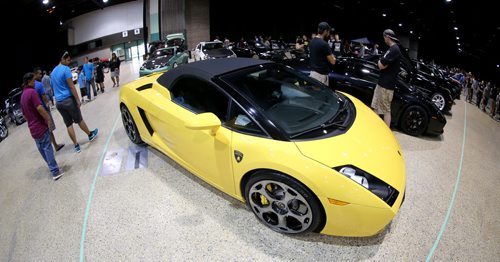 A pair of Lamborghini's at Winnipeg Speed Fest at the Winnipeg Convention Centre, Saturday, July 19, 2014. (TREVOR HAGAN/WINNIPEG FREE PRESS)