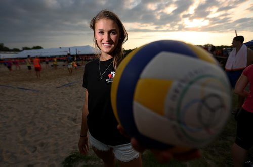 Taylor Pischke at the Super-Spike volleyball tournament at Maple Grove Rugby Park, Friday, July 18, 2014. (TREVOR HAGAN/WINNIPEG FREE PRESS) - for gary lawless story