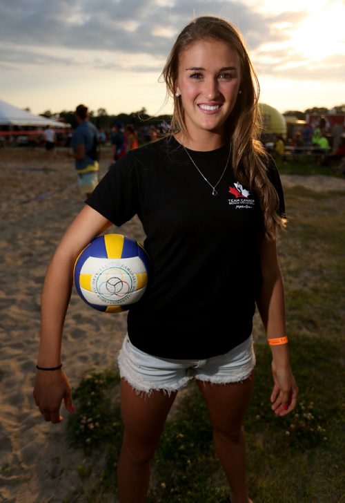 Taylor Pischke at the Super-Spike volleyball tournament at Maple Grove Rugby Park, Friday, July 18, 2014. (TREVOR HAGAN/WINNIPEG FREE PRESS) - for gary lawless story