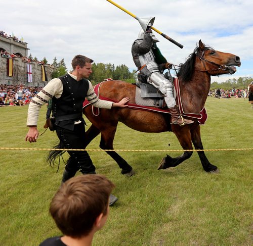 A galloping horse during a jousting competition at the Medieval Festival in Cooks Creek, Saturday, July 26, 2014. (TREVOR HAGAN/WINNIPEG FREE PRESS)