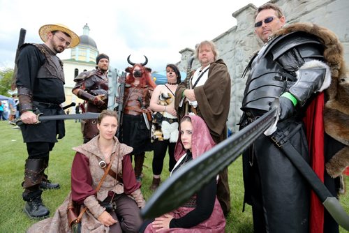 Havok, a group of Live Action Role Players, dressed in costumes at the Medieval Festival in Cooks Creek, Saturday, July 26, 2014. (TREVOR HAGAN/WINNIPEG FREE PRESS)