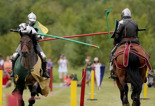 A jousting competition at the Medieval Festival in Cooks Creek, Saturday, July 26, 2014. (TREVOR HAGAN/WINNIPEG FREE PRESS)
