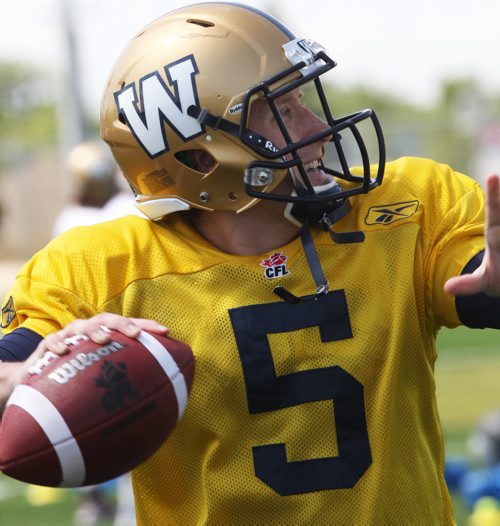Winnipeg Blue Bomber quarterback Drew Willy at practice Monday afternoon at the University of Manitoba soccer pitchSee Tim Campbell story- July 28, 2014   (JOE BRYKSA / WINNIPEG FREE PRESS)
