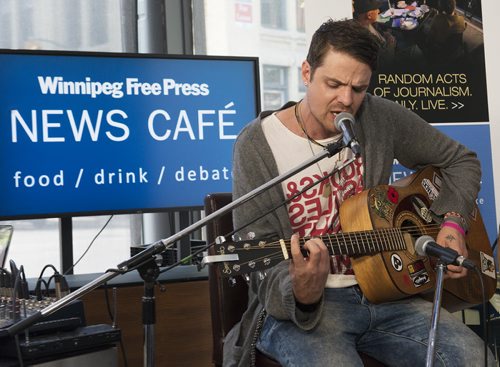 Shane Volk from Vancouver band One Bad Son performs at the Winnipeg Free Press News Cafe on Tuesday afternoon. Sarah Taylor / Winnipeg Free Press July 29, 2014