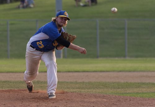 St. Boniface Legionaires pitcher Hayden Penner pitched all seven innings of their game against Elmwood Giants at Whittier Park on Wednesday evening. Sarah Taylor / Winnipeg Free Press July 30, 2014