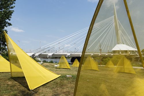 Cool Dot is located at the foot of the Esplanade Riel Bridge at the Fork. Sarah Taylor / Winnipeg Free Press August 5, 2014
