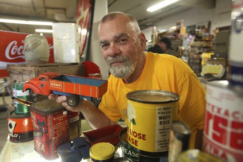 Dave Sanderson story on Thirsty's Flea Market.  Bill Marce (tin advertising signs), and tin collector items.     Aug 02, 2014 Ruth Bonneville / Winnipeg Free Press