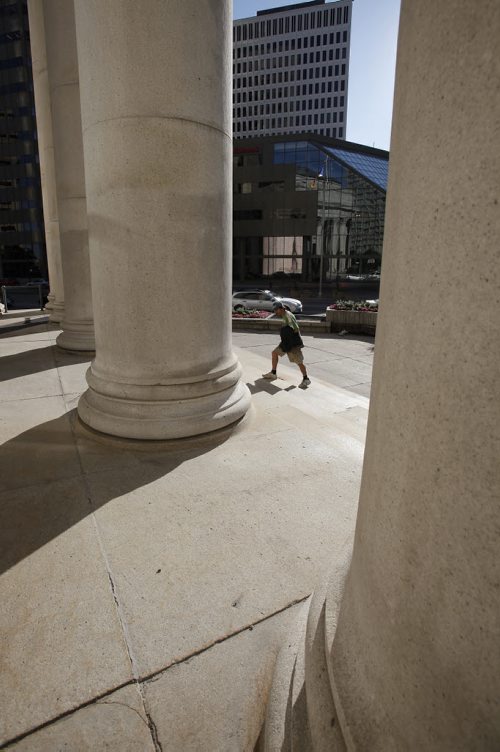 August 11, 2014 - 140811  -  Winnipeg city centre from SE corner of Main and Portage intersection Monday, August 11, 2014.  John Woods / Winnipeg Free Press