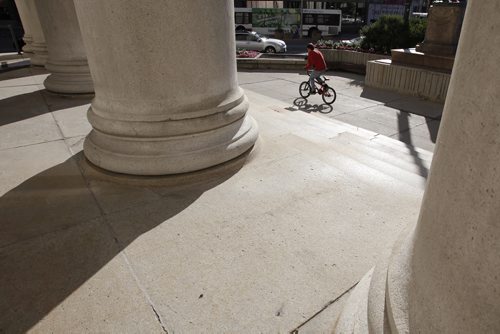 August 11, 2014 - 140811  -  Winnipeg city centre from SE corner of Main and Portage intersection Monday, August 11, 2014.  John Woods / Winnipeg Free Press