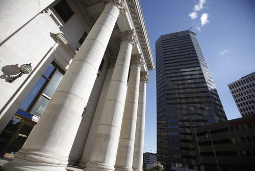 August 11, 2014 - 140811  -  Winnipeg city centre from SE corner of Main and Portage intersection Monday, August 11, 2014.  John Woods / Winnipeg Free Press