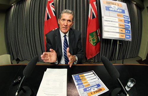 Manitoba provincial opposition leader Brian Pallister at a press conference Thursday morning at the Manitoba Legislative Building.  140814 August 14, 2014 Mike Deal / Winnipeg Free Press