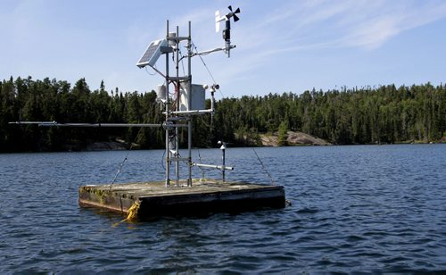 Instruments on Lake # 373 that receive and transmit data in real time of the movement of  fish with transmitters in that lake.   This in the Experimental Lakes Area (ELA) located past Kenora in Northwestern Ontario. Nick Martin story Wayne Glowacki/Winnipeg Free Press August 14 2014