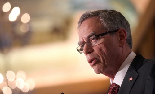 Joe Oliver speaks to the Manitoba Chambers of Commerce Friday at the Ft Gary Hotel in Winnipeg. See Larry Kusch story. August 15, 2014 - (Phil Hossack / Winnipeg Free Press)