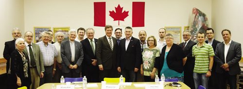 Canstar Community News MP Lawrence Toet (Elmwood-Transcona) and MP James Bezan (Selkirk-Interlake) hosted a roundtable on July 28 on the situation in Ukraine at St. MichaelÄôs Ukrainian Catholic Church. (SUPPLIED/HERALD-CANSTAR)