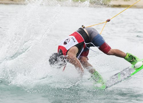 Adam Whitaker of Manitoba scores second place at Canadian National Wake Park Championships at Adrenaline Adventures on Saturday. Sarah Taylor / Winnipeg Free Press August 23, 2014, Kyle's story