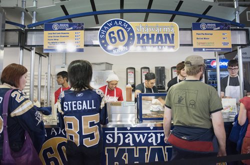 One of two Shawarma Khan vendors in Investors Group Field stadium. Sarah Taylor / Winnipeg Free Press August 22, 2014. Romona Goomansingh's story