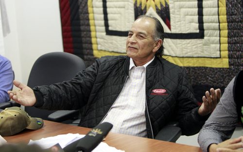 Ousted Southern Grand Chief Murray Clearsky (in photo) was at a news conference with Southern Grand Chief Terry Nelson Monday regarding expenses.  Mary Agnes Welch story. Wayne Glowacki/Winnipeg Free Press August 25 2014