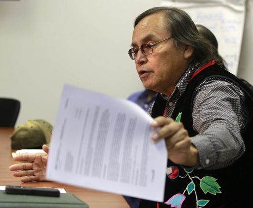 Southern Grand Chief Terry Nelson (in photo) was at a news conference with ousted southern grand chief Murray Clearsky Monday regarding expenses.  Mary Agnes Welch story. Wayne Glowacki/Winnipeg Free Press August 25 2014
