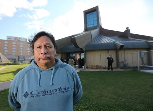 Patrick Hall is Faron Hall's uncle, and attended his wake at Thunderbird House, Tuesday, August 26, 2014. (TREVOR HAGAN/WINNIPEG FREE PRESS)