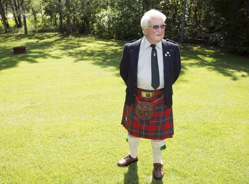 Tony Grogan dresses in his full kilt at his Teulon home. Grogan came here from Scotland over thirty years ago and weighs in on his homeland's possible independence. Sarah Taylor / Winnipeg Free Press August 28, 2014 Adam Wazny story