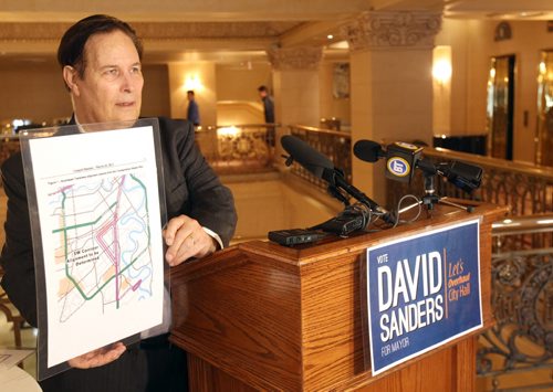 Mayoral Candidate David Sanders today released details at the Hotel Fort Garry on what he calls as the Billion dollar Bus Rapid Transit boondoggle-See story- Sept 04, 2014   (JOE BRYKSA / WINNIPEG FREE PRESS)