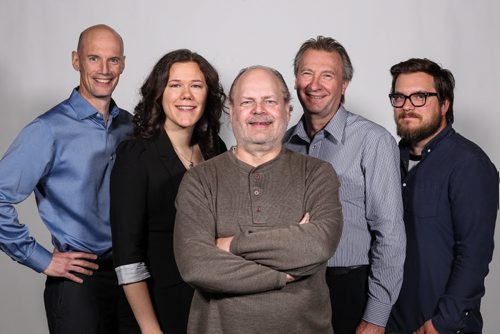 Winnipeg Free Press staff that worked on the City Beautiful project. (l-r) Scott Gibbons, Melissa Tait, Randy Turner, Gord Preece and Rob Rodgers. 140904 - Thursday, September 04, 2014 -  (MIKE DEAL / WINNIPEG FREE PRESS)