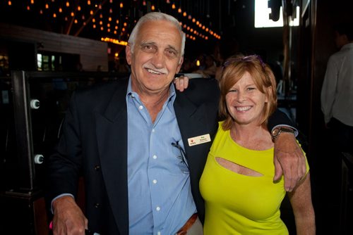 Current and former Winnipeg Blue Bombers players came out to support Variety, the Childrens Charity at the Hearts of Blue and Gold Dinner at Earls St. Vital. More than $22,000 was raised. The next dinner is Oct. 28 at Earls on Main Street. Pictured are Roy Rozmus and Nancy Militano of Variety. (John Johnston / Winnipeg Free Press)