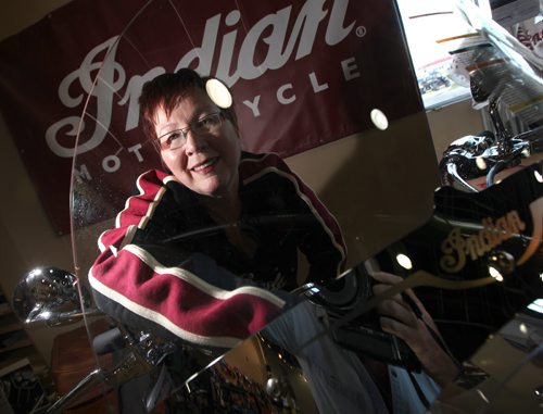 Jill Ruth, co-owner of Headingley Sports Shop, said it has signed on to be the Indian Motorcycle dealer in Winnipeg. See Geoff Kirbyson story. September 5, 2014 - (Phil Hossack / Winnipeg Free Press)