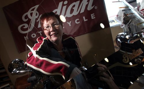 Jill Ruth, co-owner of Headingley Sports Shop, said it has signed on to be the Indian Motorcycle dealer in Winnipeg. See Geoff Kirbyson story. September 5, 2014 - (Phil Hossack / Winnipeg Free Press)