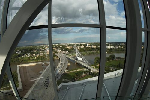 Views from the Isreal Asper Tower of Hope in the Canadian Museum for Human Rights The Tower of Hope gives visitors to the museum  amazing look at Winnipeg from the  100 m high tower-Standup Photo- Sept 05 , 2014   (JOE BRYKSA / WINNIPEG FREE PRESS)
