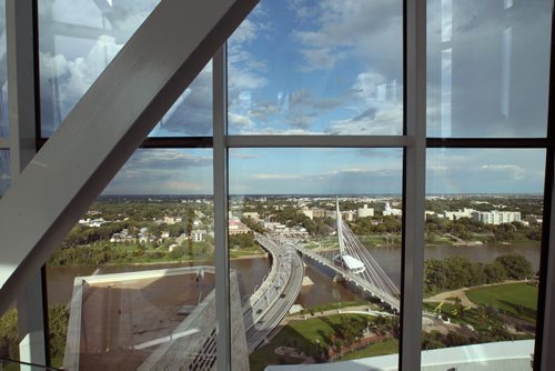 Views from the Isreal Asper Tower of Hope in the Canadian Museum for Human Rights The Tower of Hope gives visitors to the museum  amazing look at Winnipeg from the  100 m high tower-Standup Photo- Sept 05 , 2014   (JOE BRYKSA / WINNIPEG FREE PRESS)