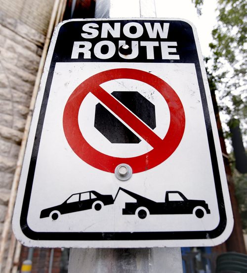 September 9, 2014 - 140909  -  Snow Route sign for a signage story. Photographed Tuesday, September 9, 2014. John Woods / Winnipeg Free Press