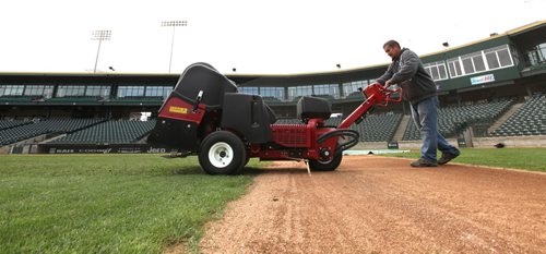 A grounds keeper ariate's the grounds of the Goldeyes  field Wednesday after season ends. See Melissa Martin story.   Sept 10.  2014 Ruth Bonneville / Winnipeg Free Press   Ruth Bonnevilles