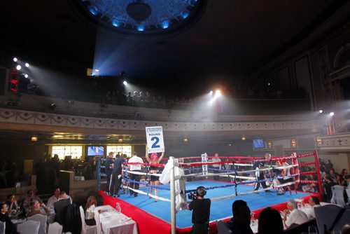 SPORTS - United Boxing Club hosted the first International Olympic style boxing event since the 1999 Pan Am Games, with special guest George Chuvalo in attendance. A wide angle view of the Met venue in Boxing format. BORIS MINKEVICH / WINNIPEG FREE PRESS  Sept. 11, 2014