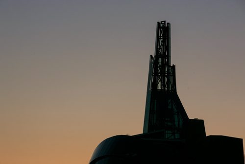 Top of the Canadian Museum for Human Rights at sunset. City Beautiful 140901 - Monday, September 01, 2014 - (Melissa Tait / Winnipeg Free Press)