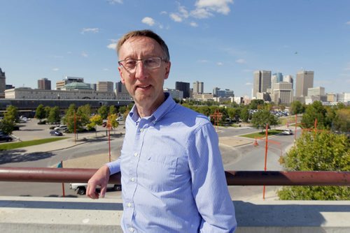 Dale Marciski from Environment Canada is retiring this month. Here he poses at The Forks. BORIS MINKEVICH / WINNIPEG FREE PRESS  Sept. 15, 2014
