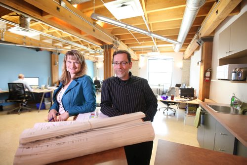 City Beautiful, part 3 - Mark Ager and Gail Little, U of M grads who own their own architecture firm called Ager Little Architects on Market Ave, in Winnipeg's historic Exchange District.   Sept 16,  2014 Ruth Bonneville / Winnipeg Free Press