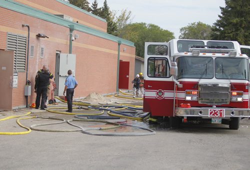 City of Winnipeg Margaret Grant Pool fire scene. BORIS MINKEVICH / WINNIPEG FREE PRESS  Sept. 16, 2014